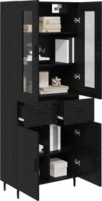 vidaXL Highboard με συρτάρι 2 pcs Μαύρη Οξυά Επεξεργασμένο ξύλο