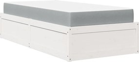 vidaXL Κρεβάτι με Στρώμα Λευκό 90x190 εκ Μασίφ Ξύλο Πεύκου