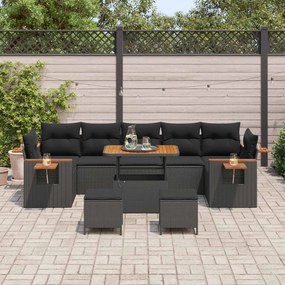 vidaXL Σετ Καναπέ Κήπου 10 pcs Μαύρο συνθετικό ρατάν