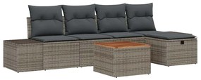 vidaXL Σετ Καναπέ Κήπου με μαξιλάρι 6 pcs Γκρι Πολυ ράταν