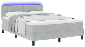 vidaXL Κρεβάτι με ελατήρια Ανοιχτό γκρι 140 x 190 cm Βελούδο