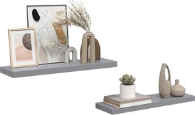 vidaXL Ράφια Τοίχου 2 τεμ. Γκρι 80x23,5x3,8 εκ. MDF