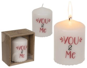 Κερί Κύλινδρος ‘You &amp; Me’ Λευκό 6x8cm