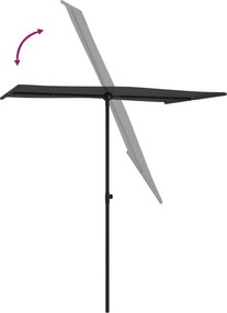 vidaXL Ομπρέλα Κήπου Μαύρη 180 x 110 εκ. με Ιστό Αλουμινίου