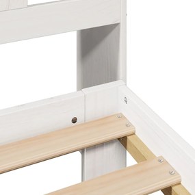 Κρεβάτι Βιβλιοθήκη Χωρίς Στρώμα 140x190 εκ Μασίφ Ξύλο Πεύκου - Λευκό