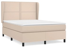 Κρεβάτι Boxspring με Στρώμα Καπουτσίνο 140x200εκ.από Συνθ.Δέρμα - Καφέ