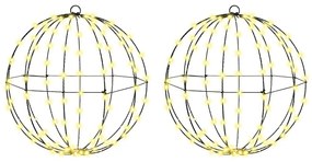 vidaXL Μπάλα με 192 LED 2 pcs Θερμό λευκό 40 cm Μέταλλο