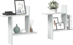 vidaXL Ραφιέρες Τοίχου 2 τεμ. Λευκές 50x12x50 εκ. από Επεξ. Ξύλο