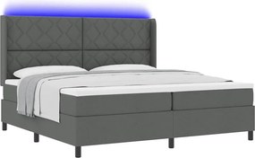 vidaXL LED Κρεβάτι με βάθρο Σκούρο Γκρι 200 x 200 cm ύφασμα
