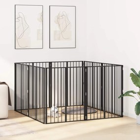 vidaXL Πόρτα Σκύλου 8 pcs Μαύρο 80 x 100 cm Επικαλυμμένος Χάλυβας