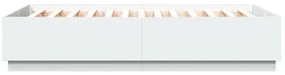 vidaXL Πλαίσιο Κρεβατιού με Φώτα LED Λευκό 120x200 εκ.Επεξ. Ξύλο