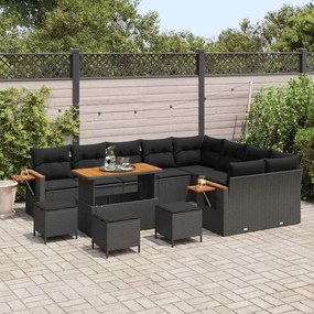 vidaXL Σετ Καναπέ Κήπου με μαξιλάρι 13 pcs Μαύρο 110 x 55 x 71 εκ