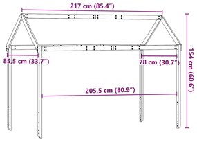 Οροφή Κρεβατιού Παιδική Καφέ 217x85,5x154 εκ. Μασίφ Ξύλο Πεύκου - Καφέ