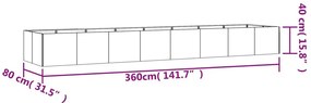 Ζαρντινιέρα 360 x 80 x 40 εκ. από Ατσάλι Σκληρυθέν στον Αέρα - Καφέ