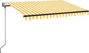 vidaXL Αναδιπλούμενη τέντα Κίτρινο και Λευκό 350 x 250 εκ Πολυεστέρας