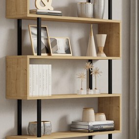 Βιβλιοθήκη Ziza pakoworld σε oak απόχρωση 90x22x162.6εκ (1 τεμάχια)