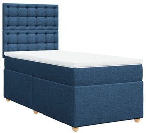 vidaXL Κρεβάτι Boxspring με Στρώμα Μπλε 100 x 200 εκ. Υφασμάτινο