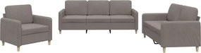 vidaXL Πολυθρόνες Σετ 3 Τεμαχίων Taupe από Ύφασμα με Μαξιλάρια