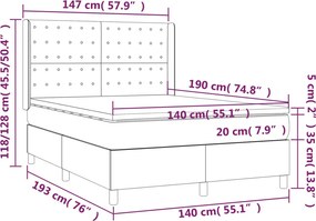 vidaXL Κρεβάτι Boxspring με Στρώμα Μπλε 140x190 εκ. Υφασμάτινο