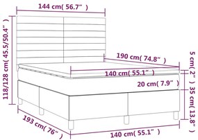 ΚΡΕΒΑΤΙ BOXSPRING ΜΕ ΣΤΡΩΜΑ &amp; LED ΣΚ.ΚΑΦΕ 140X190ΕΚ. ΥΦΑΣΜΑΤΙΝΟ 3134952