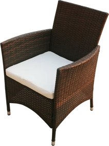 vidaXL Σετ Τραπεζαρίας Εξ. Χώρου 9 τεμ. Καφέ Συνθ. Ρατάν με Μαξιλάρια