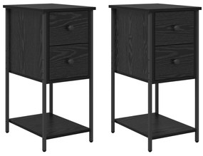 vidaXL Κομοδίνο με συρτάρι 2 pcs Μαύρη δρυς 32 x 42 x 70 εκ