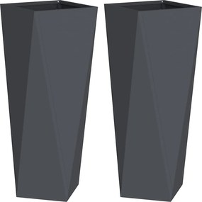 vidaXL Γλάστρα 2 pcs Ανθρακί 30 x 30 x 75 εκ Ατσάλι