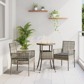 vidaXL Σετ Εξωτερικής Κατασκήνωσης 3 Τεμαχίων  Γκρι Πολυ Ράτανα