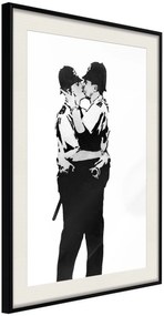 Αφίσα - Banksy: Kissing Coppers I - 20x30 - Μαύρο - Με πασπαρτού