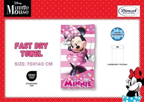 Πετσέτα Θαλάσσης Quick Dry Disney Home Minnie 26 70X140 Pink 100% Microfiber - Disney Home