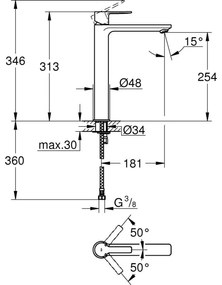 Μπαταρία νιπτήρος Grohe Lineare New XL επιτραπέζια-Ashmi Mat