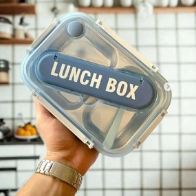 Πλαστικό Δοχείο Φαγητού 1100ml με Κουταλάκι - Μπλε