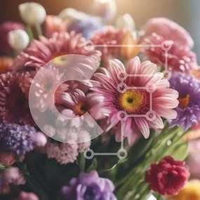 Intra Συλλεκτικό Ξύλινο Παζλ Plywood 4mm - Μπουκέτο με ροζ, μωβ και λευκά λουλούδια σε ανοιχτό βάζο Σε Ξύλινο Κουτί - Διαστάσεις: 10x10 cm – 25 κομμάτια