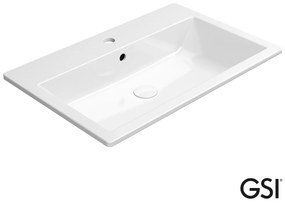 GSI Kube-X Ένθετος Πορσελάνινος Νιπτήρας 70x46εκ Λευκό Γυαλιστερό