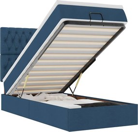 vidaXL Οθωμανικό κρεβάτι με στρώμα μπλε 100x200cm ύφασμα
