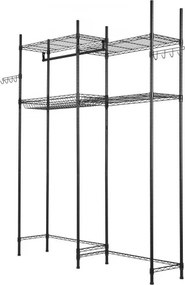 VEVOR Over Washer and Dryer Storage Shelf Two Row 4 Tiers Washer Rack Black