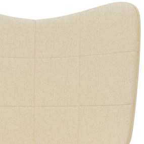 vidaXL Πολυθρόνα Κουνιστή Κρεμ Υφασμάτινη με Σκαμπό