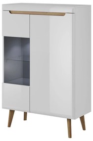Lh-homefurniture Βιτρίνα Nordi Λευκό+Higloss λευκό+Riviera 90x134x40cm 17104-NR