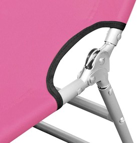 vidaXL Ξαπλώστρα Πτυσσόμενη Ροζ Magento Ατσάλινη με Μαξιλάρι
