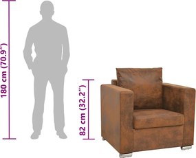 vidaXL Πολυθρόνα Καφέ 82 x 73 x 82 εκ. από Συνθετικό Δέρμα Σουέτ