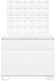 vidaXL Κρεβάτι Boxspring με Στρώμα Λευκό 90x190εκ. από Συνθετικό Δέρμα