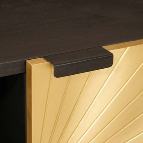 vidaXL Ντουλάπι TV Μαύρο και Χρυσό 80 x 33 x 46 εκ Μασίφ ξύλο μάνγκο