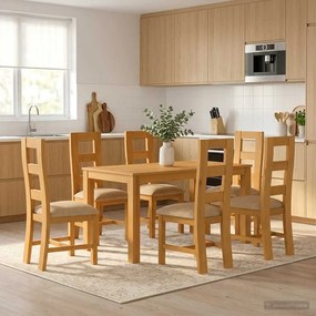 vidaXL Σετ τραπεζαρίας LELYSTAD 7 τμχ. Μπεζ 150 x 85 x 75 εκ