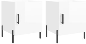 vidaXL Κομοδίνα 2 τεμ. Γυαλ. Λευκό 40 x 40 x 50 εκ. από Επεξεργ. Ξύλο