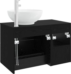 vidaXL Σετ Επίπλων Μπάνιου 2 pcs Μαύρη Δρυς Επεξεργασμένο Ξύλο