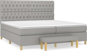 vidaXL Κρεβάτι Boxspring με Στρώμα Ανοιχτό Γκρι 200x200 εκ. Υφασμάτινο