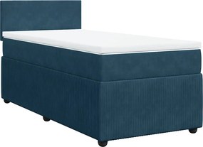 vidaXL Κρεβάτι Boxspring με Στρώμα Μπλε 80 x 200 εκ. Βελούδινο