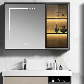 Καθρέφτης Elite Led 3MELI080SMG 80x70cm Smoke Wood, Glass