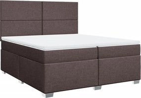 vidaXL Κρεβάτι Boxspring με Στρώμα Σκούρο Καφέ 200x200 εκ. Υφασμάτινο