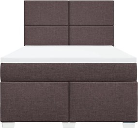 vidaXL Κρεβάτι Boxspring με Στρώμα Σκούρο Καφέ 140x200 εκ Υφασμάτινο